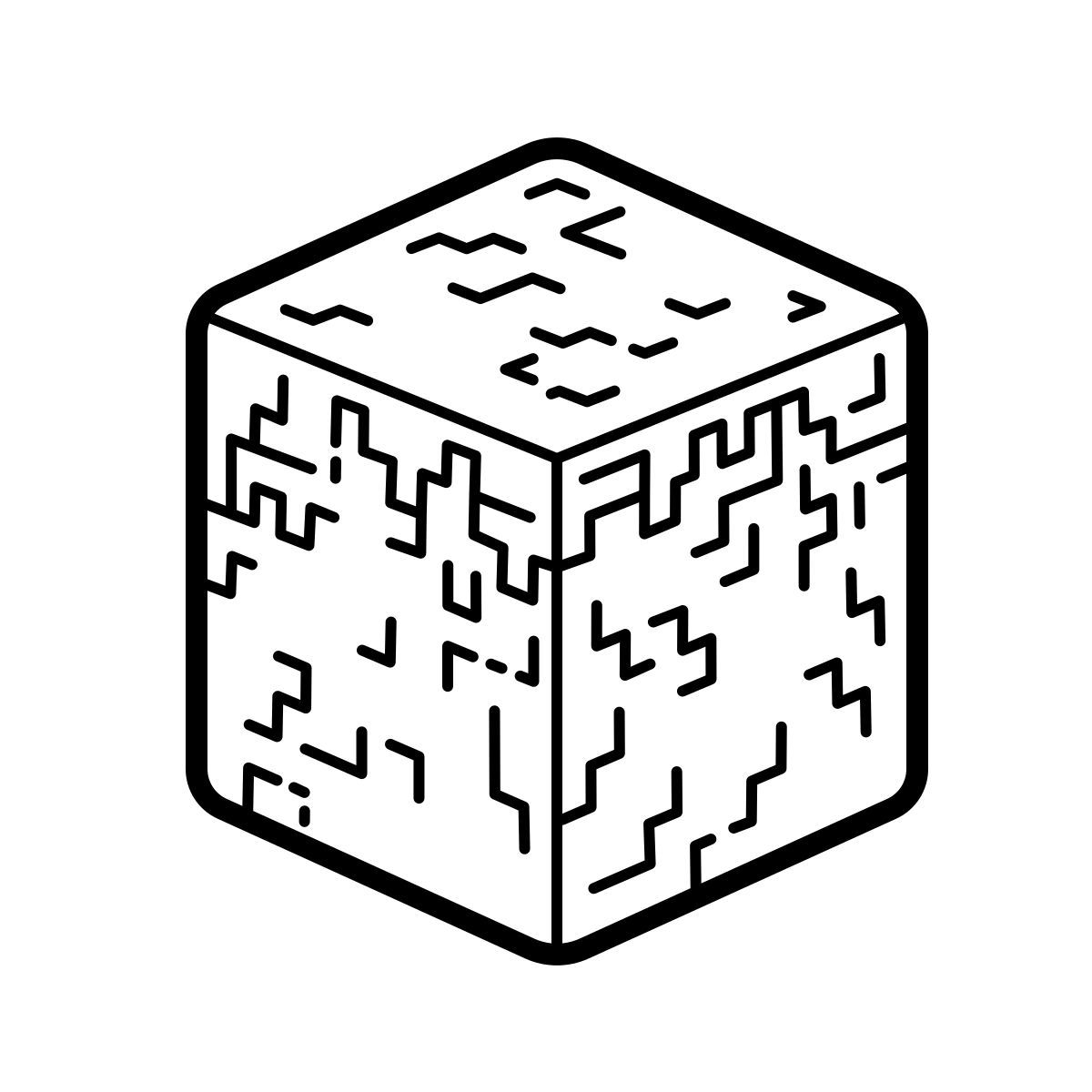 outline hand drawn style cubo de hierba minecraft icon