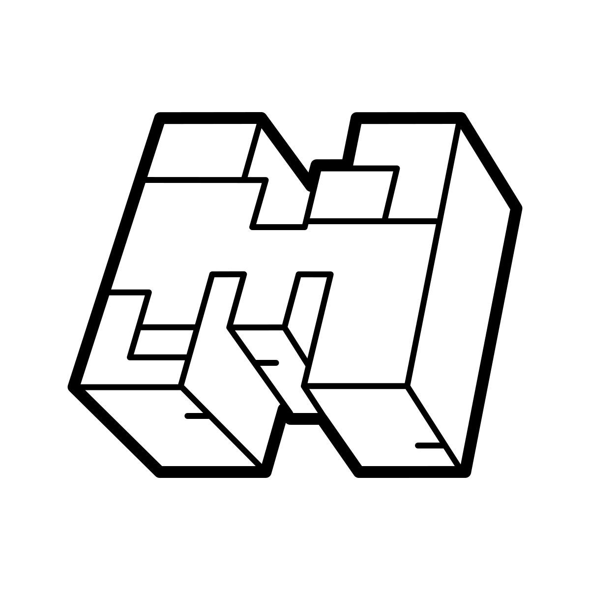 outline hand drawn style minecraft logo icon