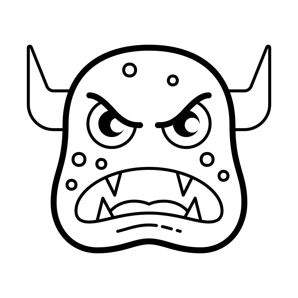 outline hand drawn style cara de monstruo icon