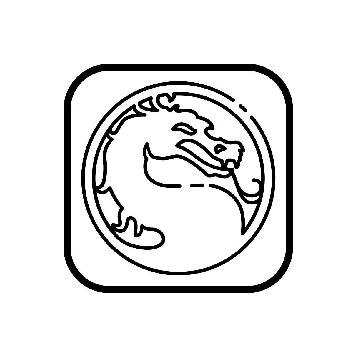 outline hand drawn style carré mortal kombat icon
