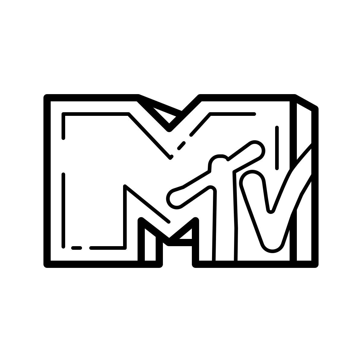 outline hand drawn style 音乐电视 icon