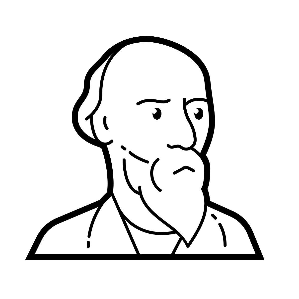 outline hand drawn style nikolai alekseevich nekrasov icon