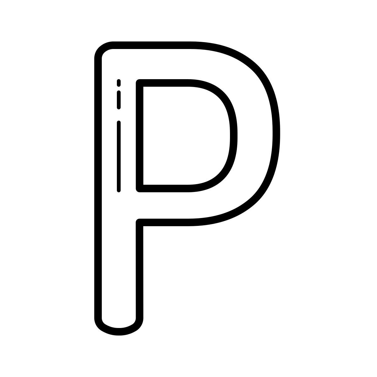 outline hand drawn style p icon