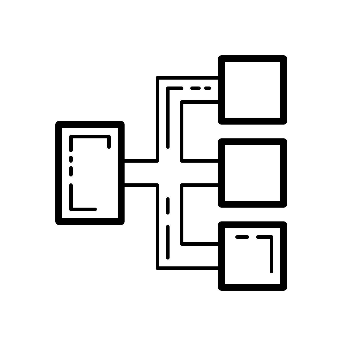 outline hand drawn style 병렬 작업 icon
