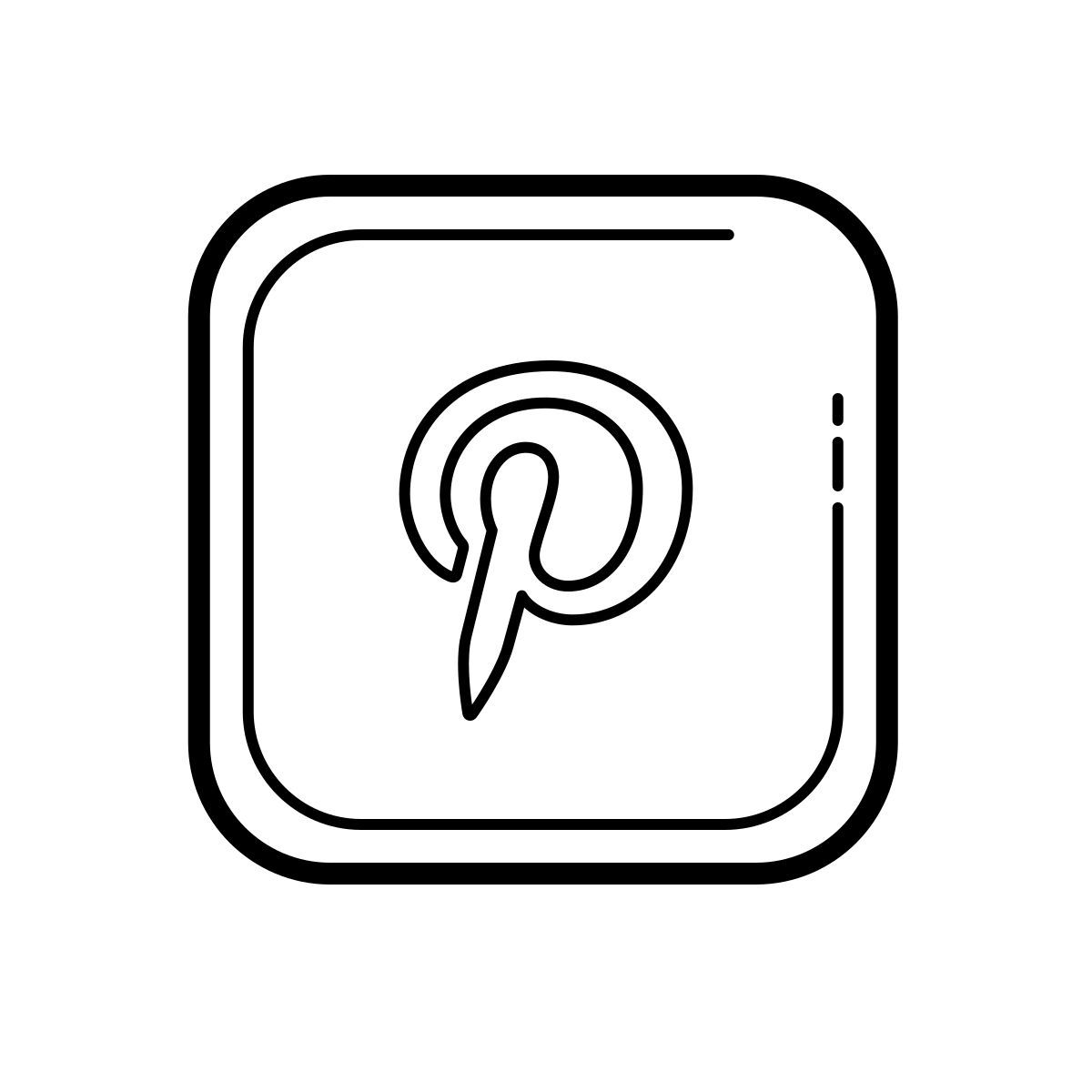 outline hand drawn style pinterest icon