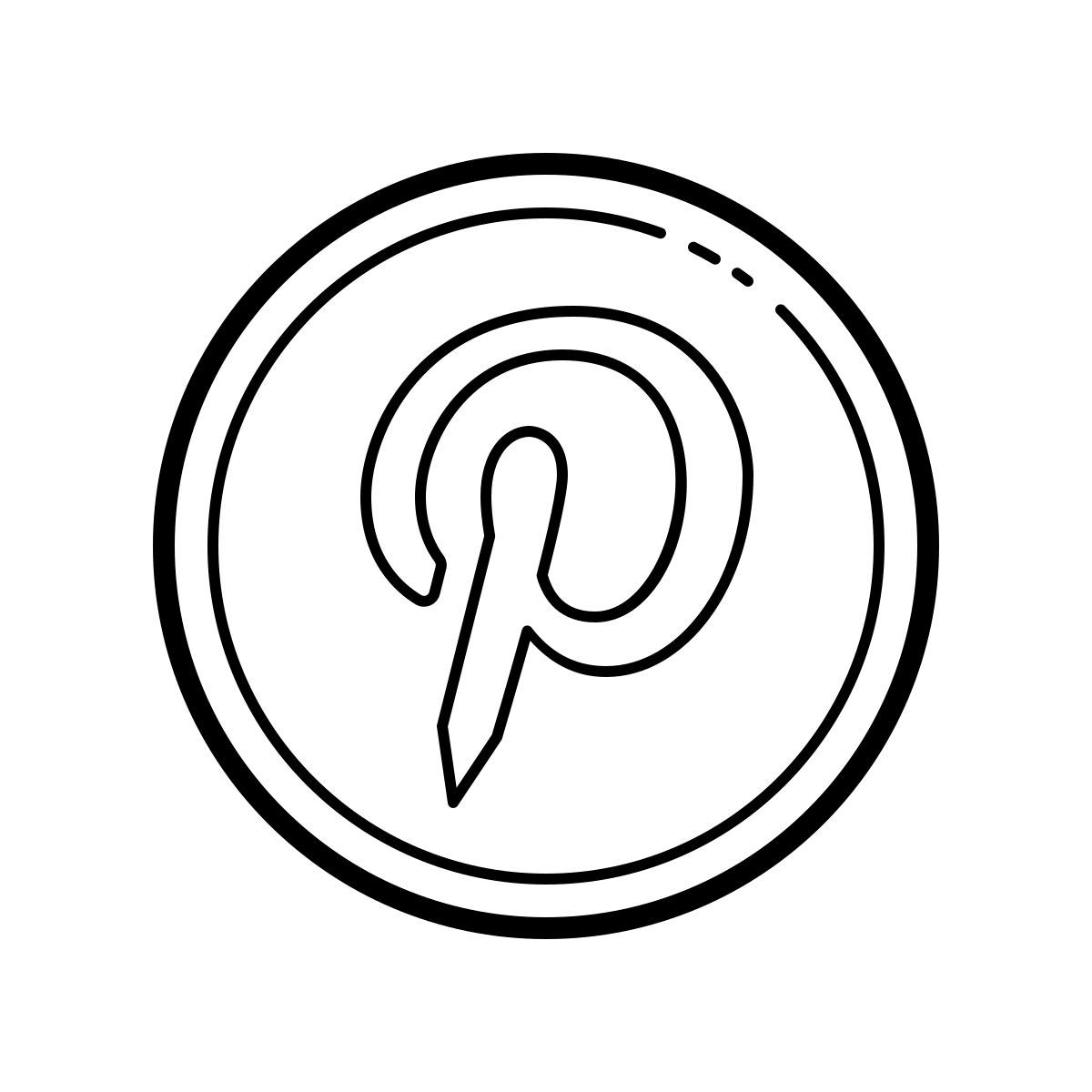 outline hand drawn style pinterest icon