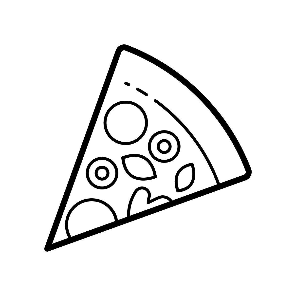 outline hand drawn style pizza icon