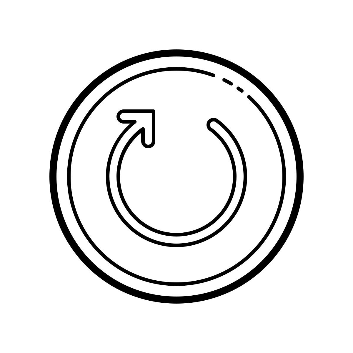 outline hand drawn style restart icon