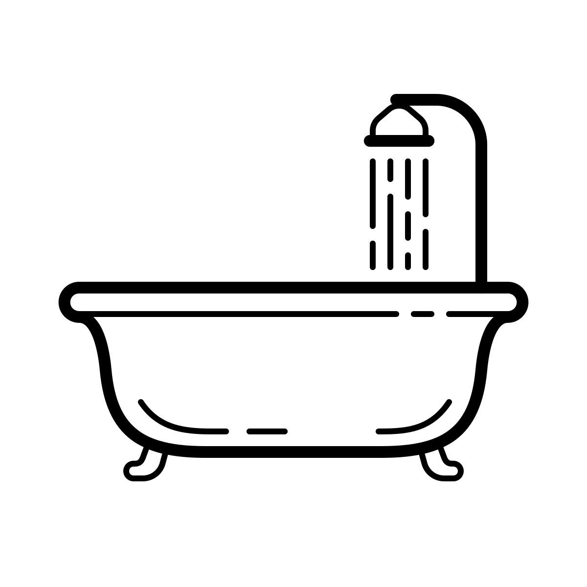 outline hand drawn style ducha y bañera icon