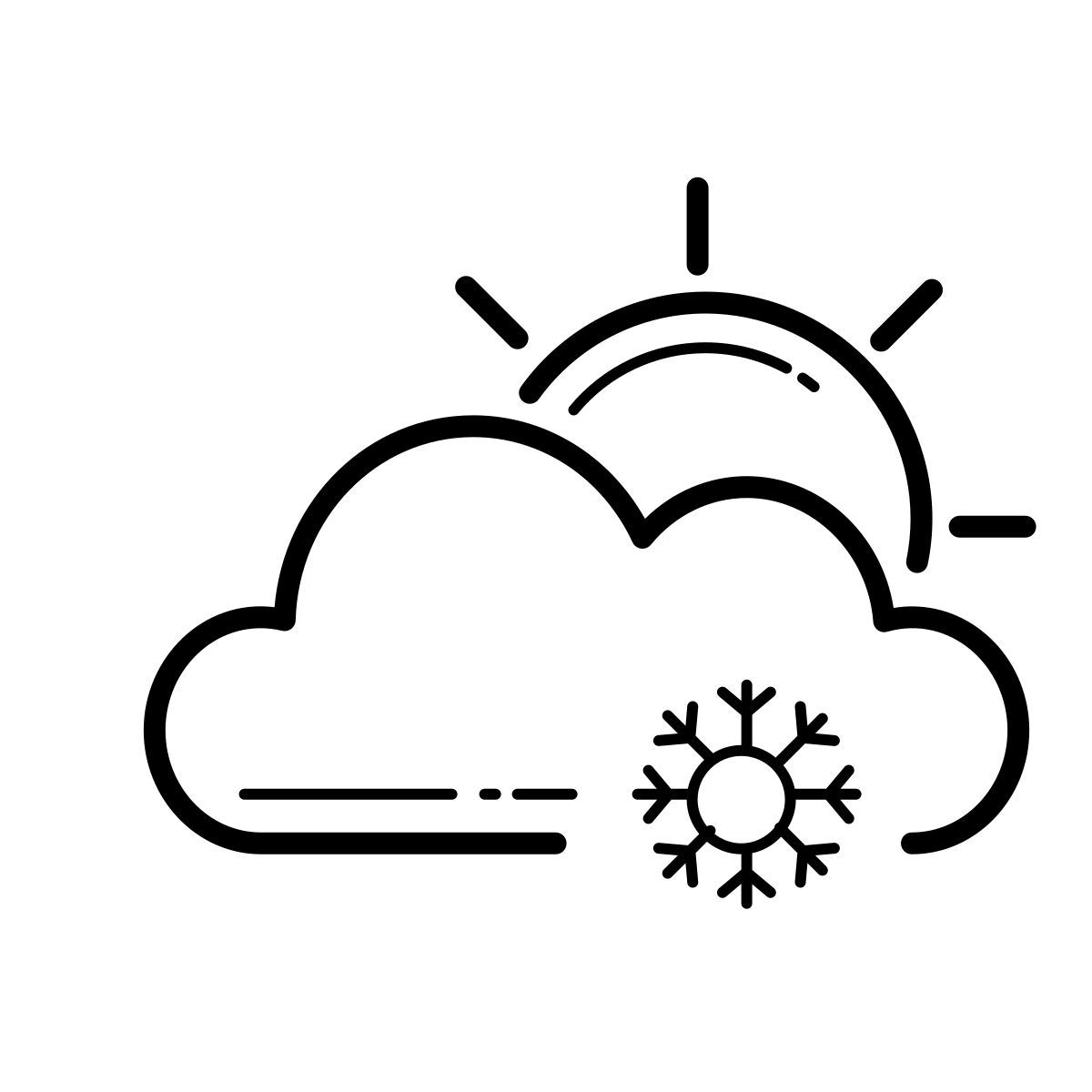 outline hand drawn style snowy sunny day icon
