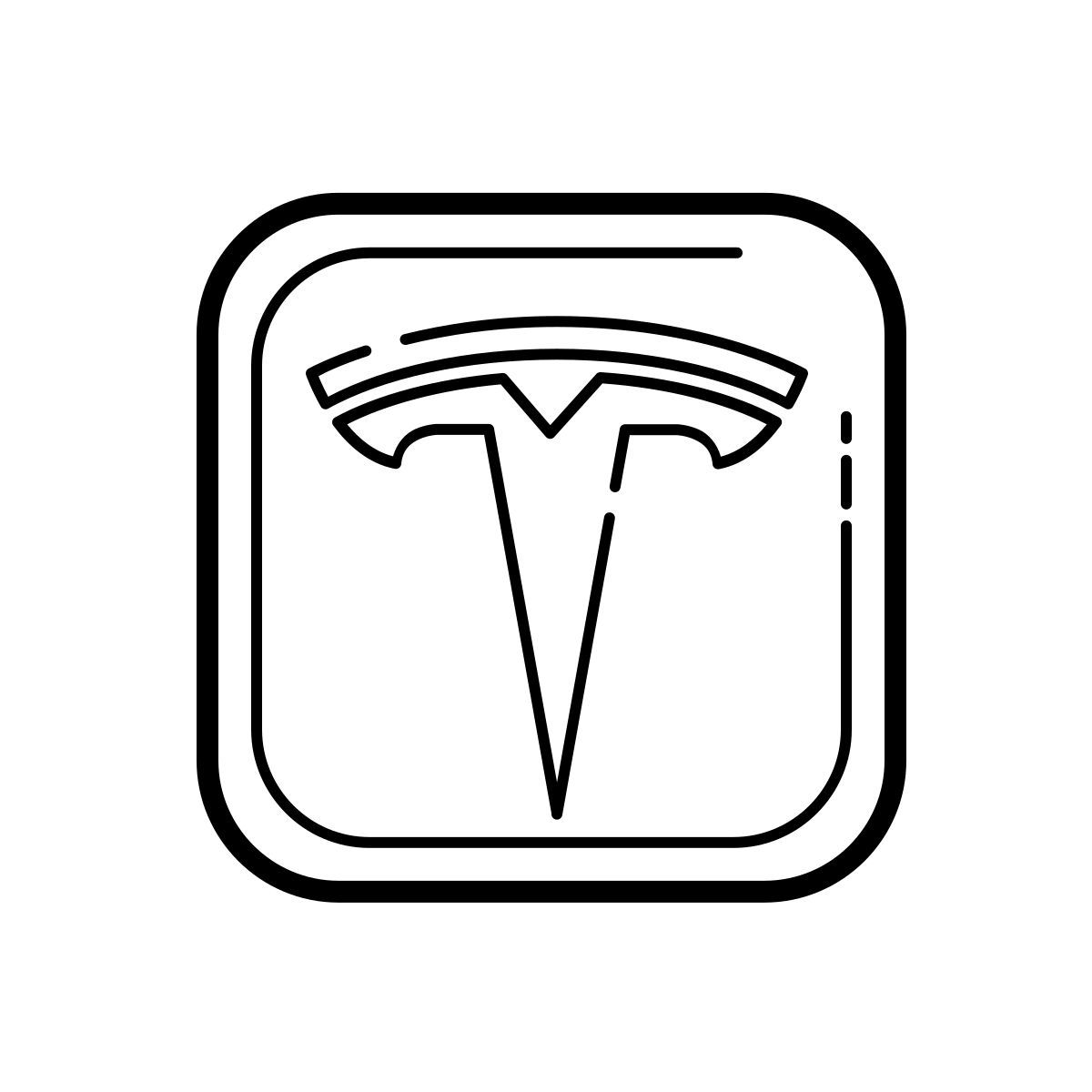 outline hand drawn style logo tesla icon