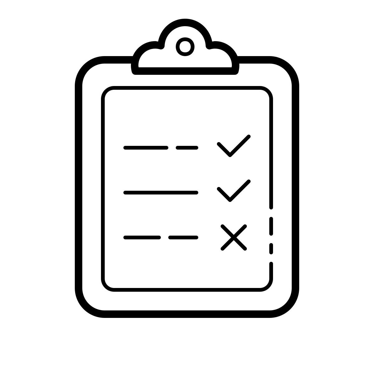 outline hand drawn style test partiellement réussi icon