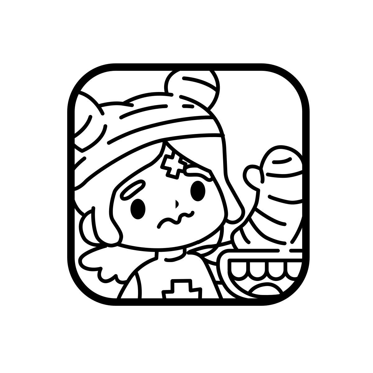 outline hand drawn style toca life: hospital icon