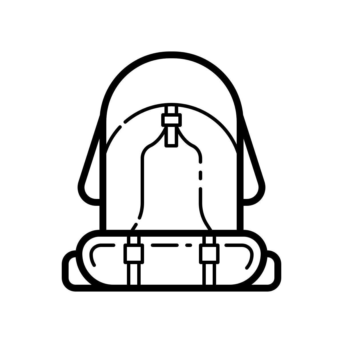 outline hand drawn style tourist backpack icon
