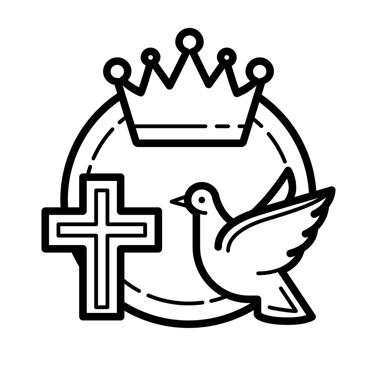 outline hand drawn style 三位一体的神 icon