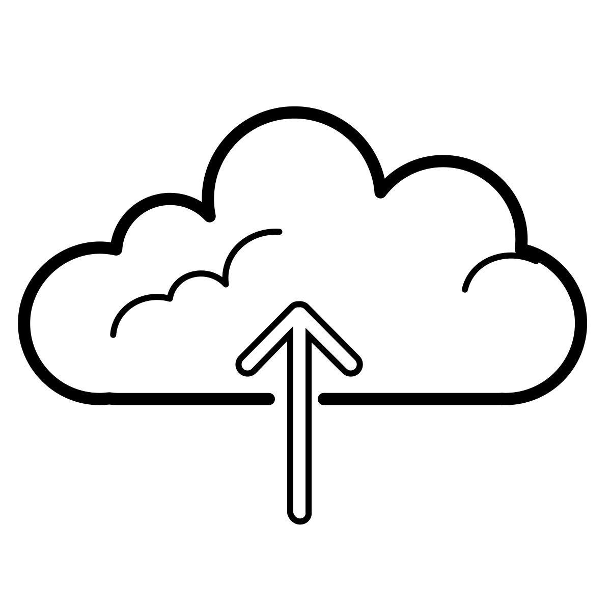 outline hand drawn style 클라우드에 업로드 icon