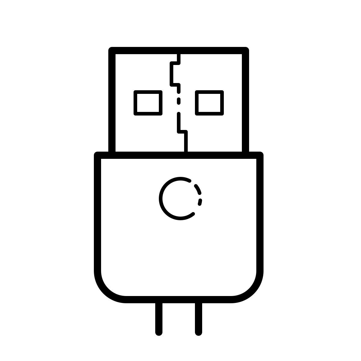 outline hand drawn style usb apagado icon