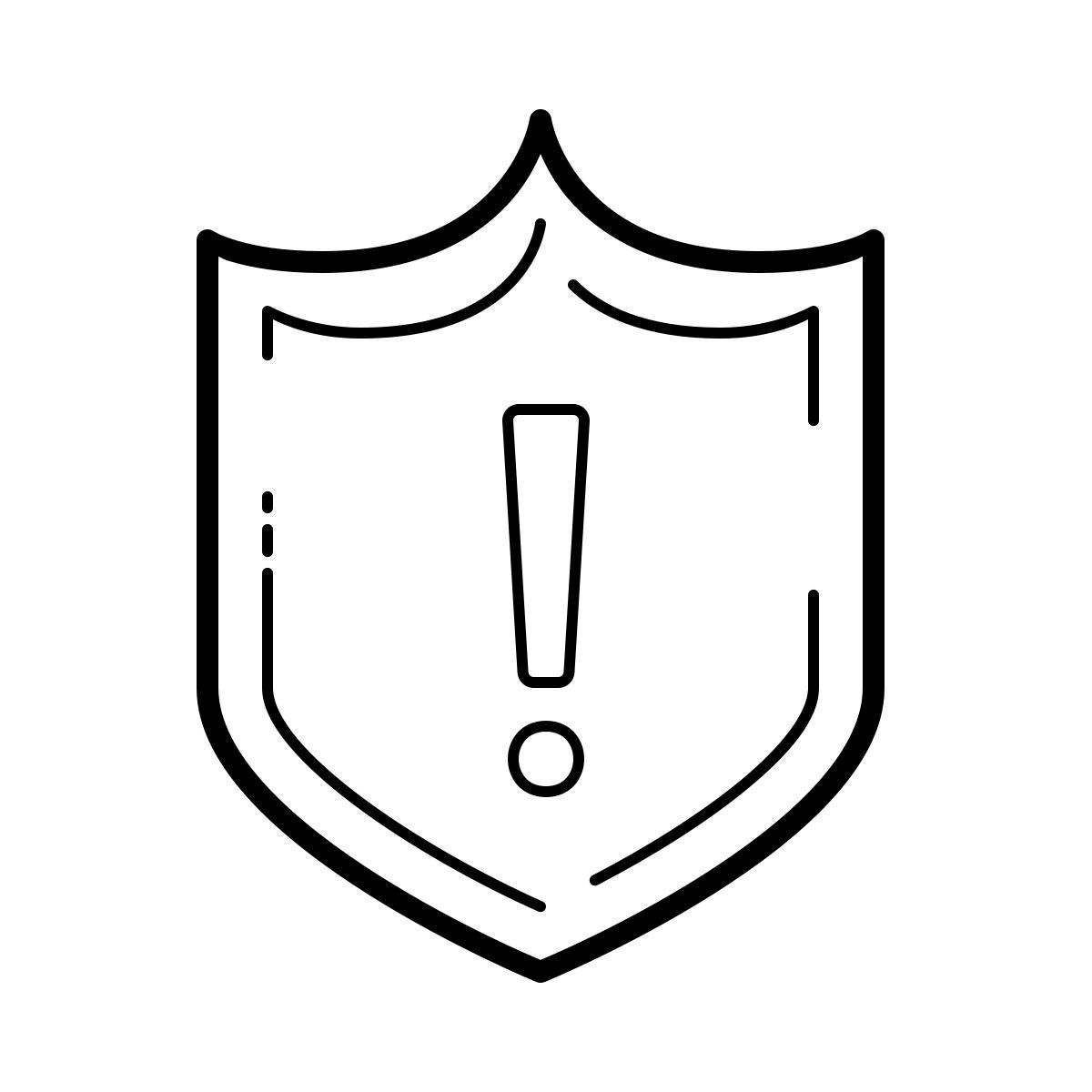 outline hand drawn style avertissement bouclier icon
