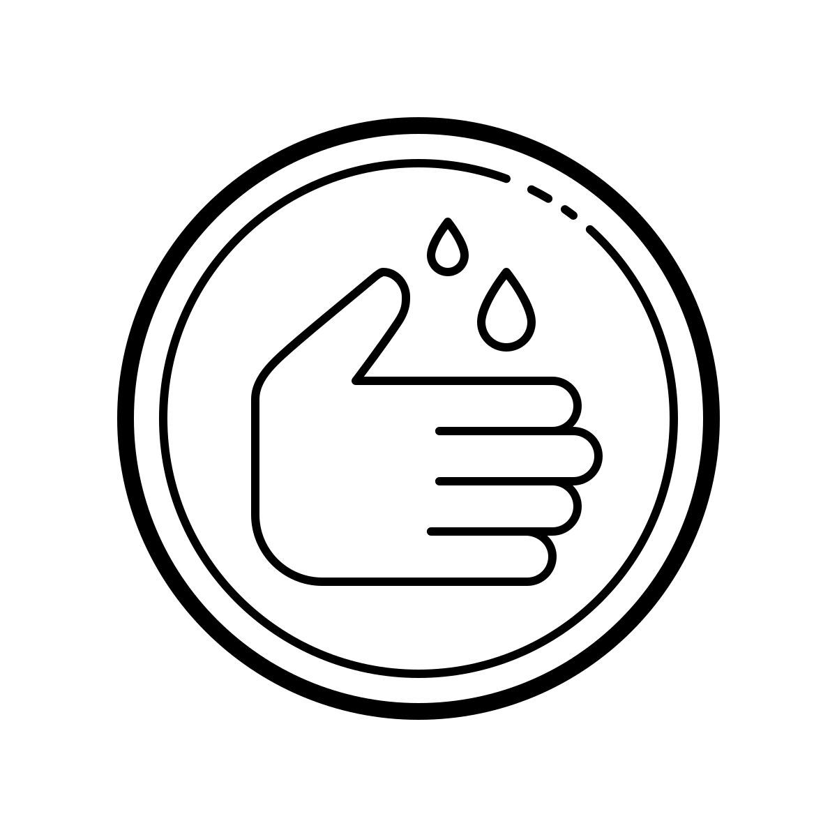 outline hand drawn style lava tu mano icon