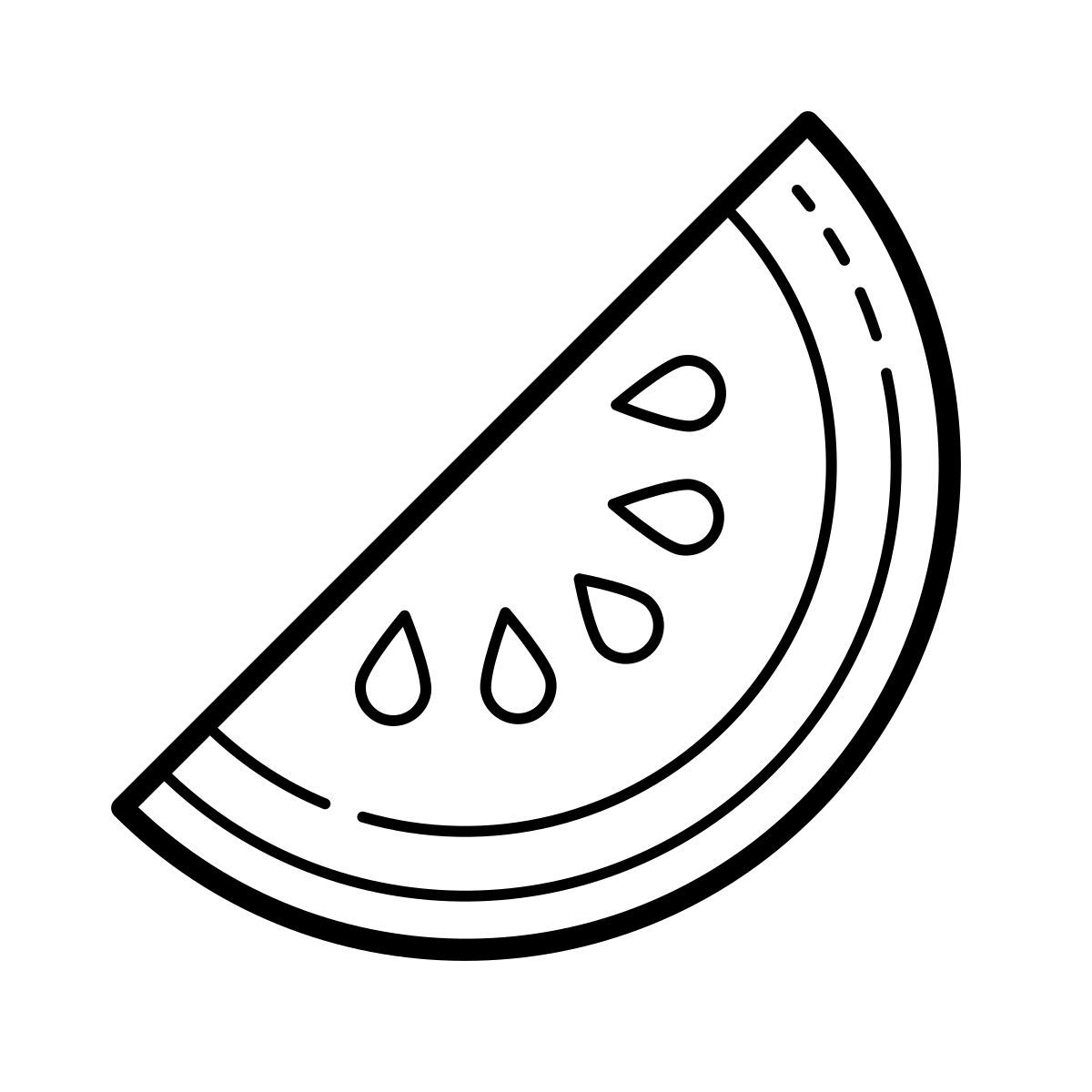 outline hand drawn style watermelon icon