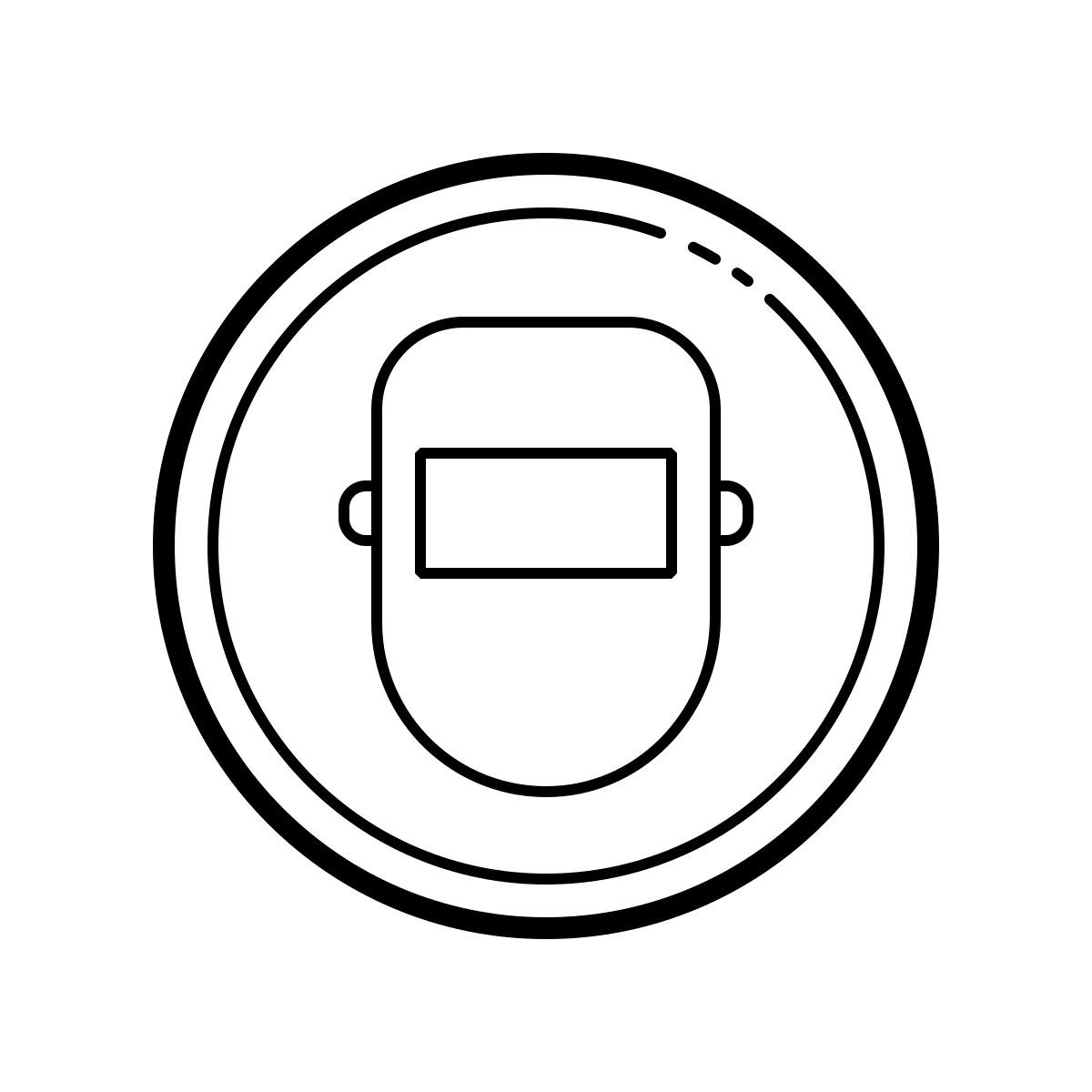 outline hand drawn style 佩戴焊接面罩 icon