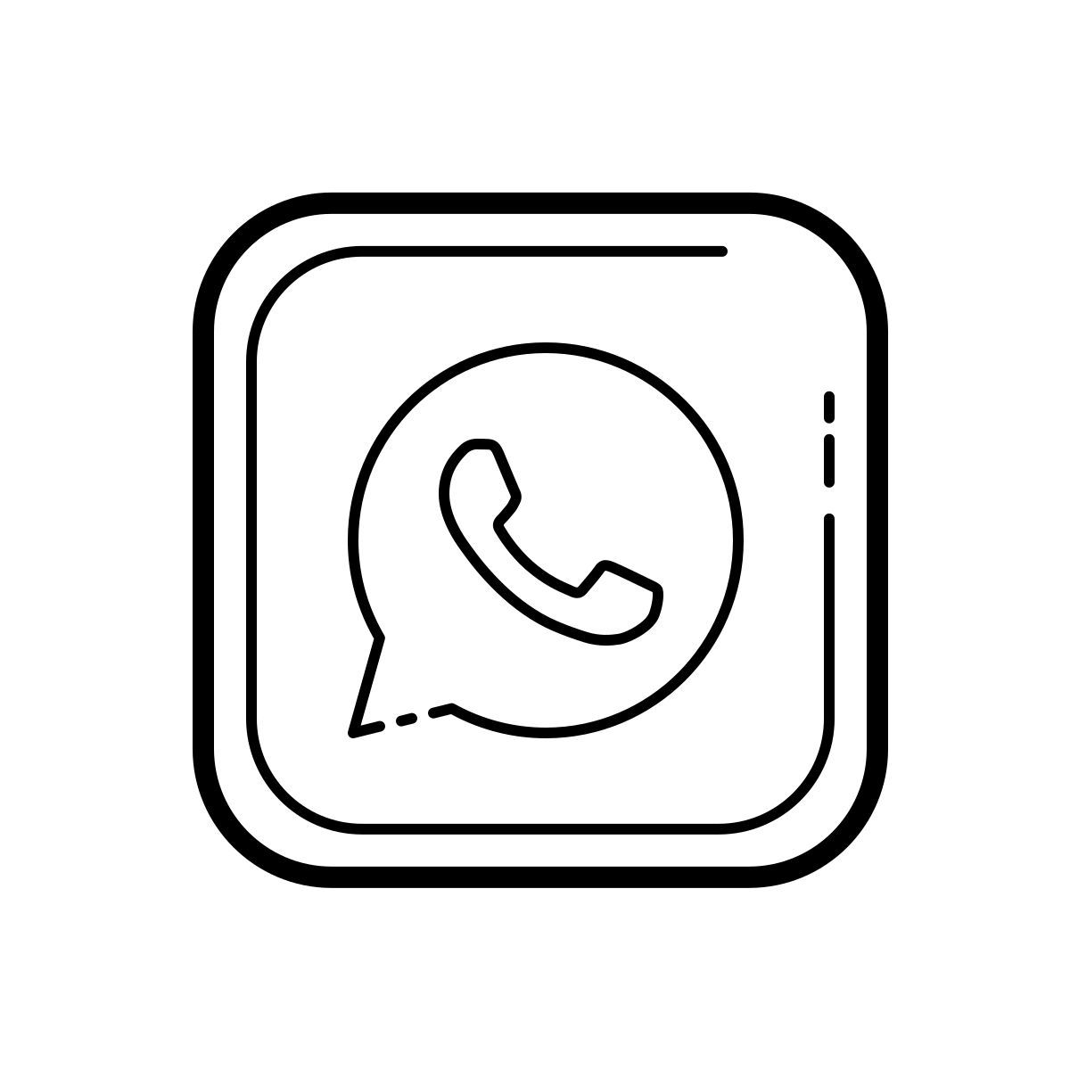 outline hand drawn style whatsapp icon