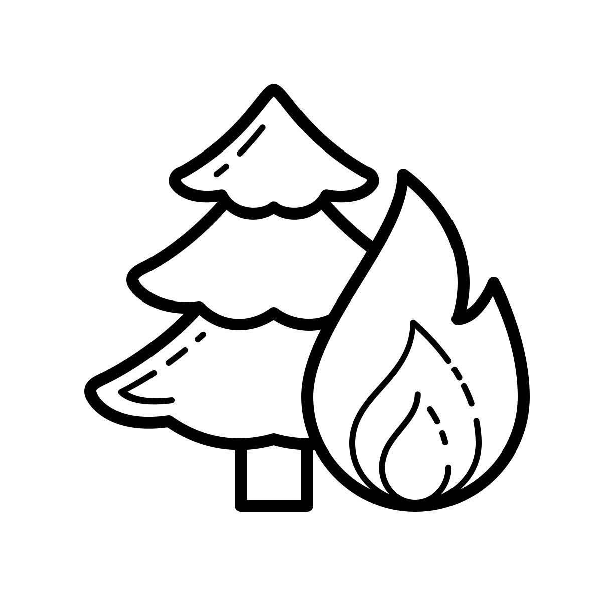outline hand drawn style incendio forestal icon