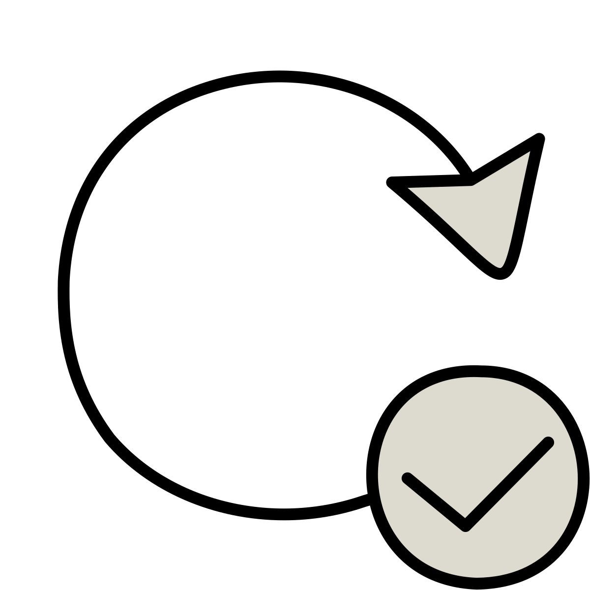 icon confirmação e atualização claude hand drawn estilo