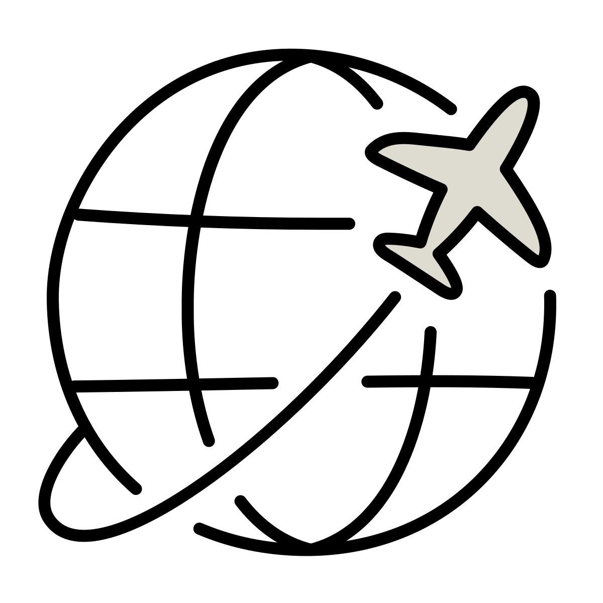 claude hand drawn style autour du globe icon