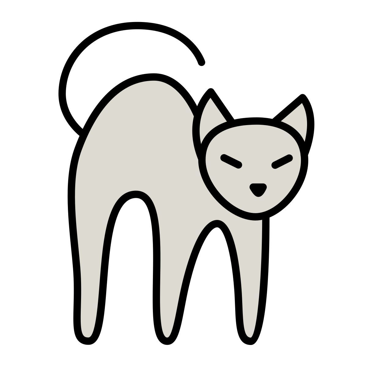 icon gato preto claude hand drawn estilo