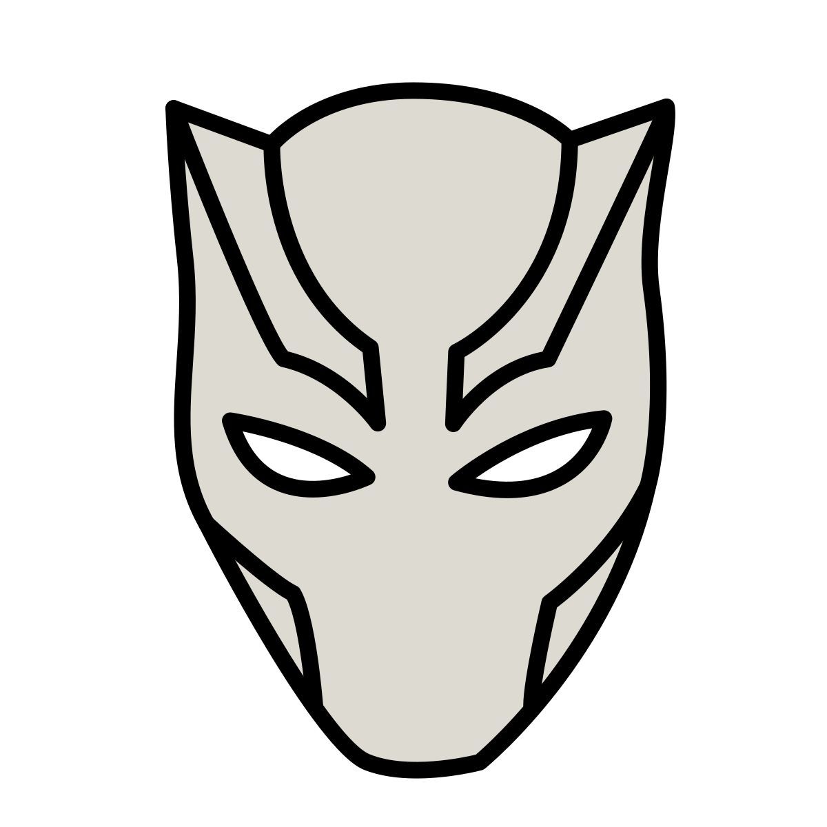claude hand drawn 스타일 black panther mask 아이콘