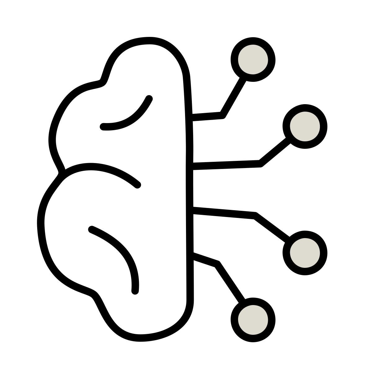 icône cerveau claude hand drawn style