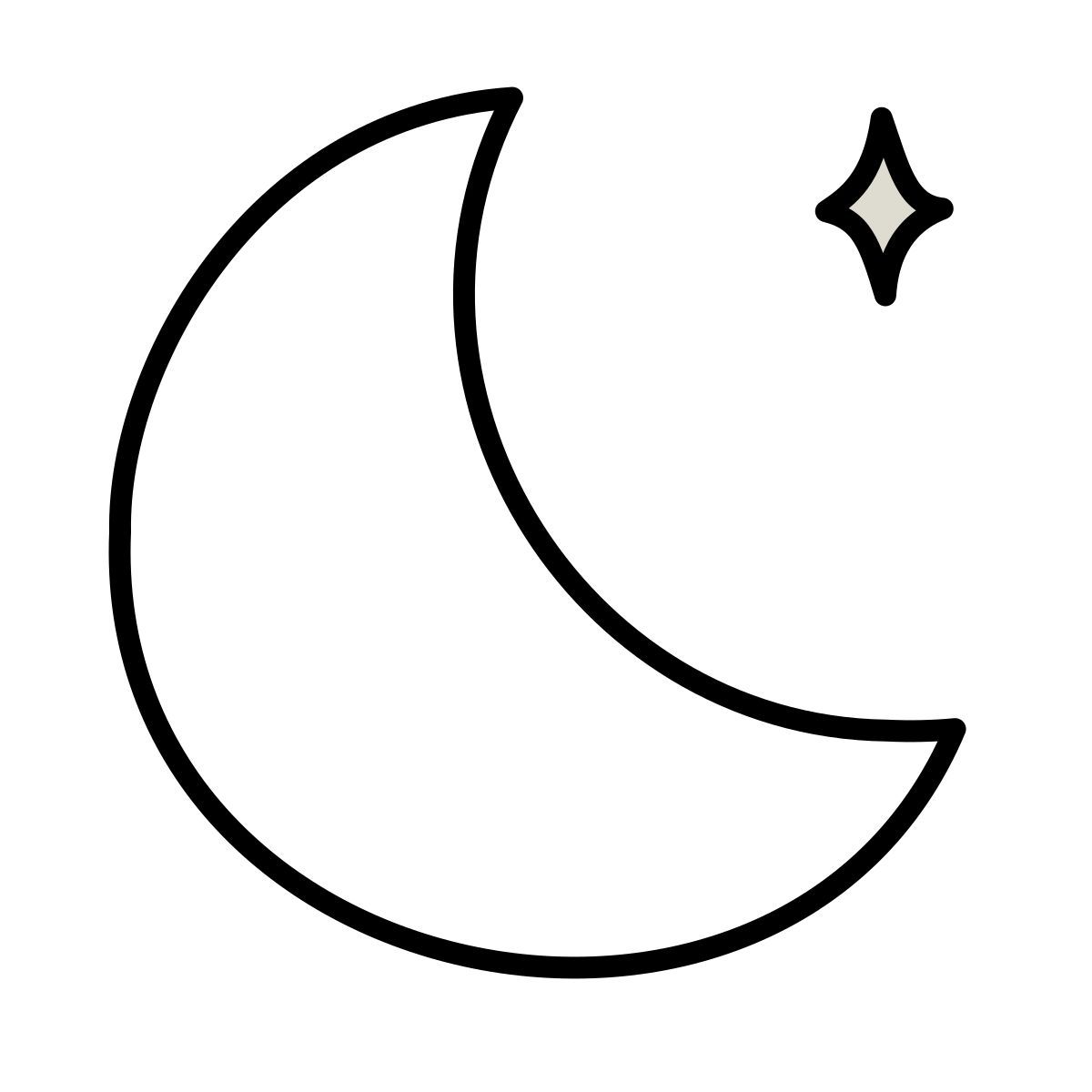 claude hand drawn style bright moon icon