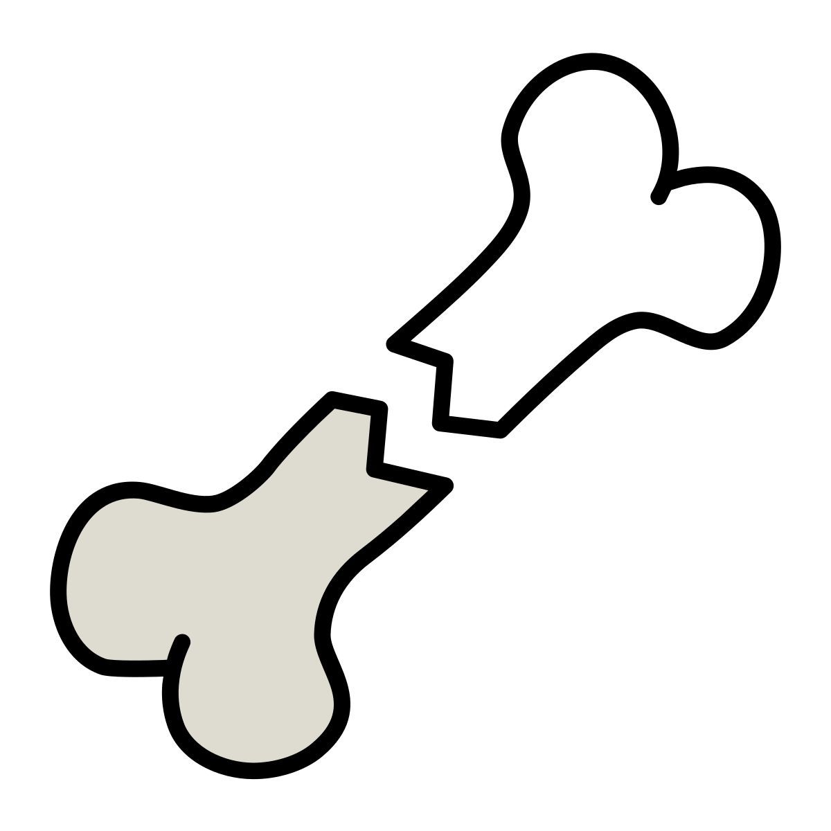 icono hueso roto claude hand drawn estilo