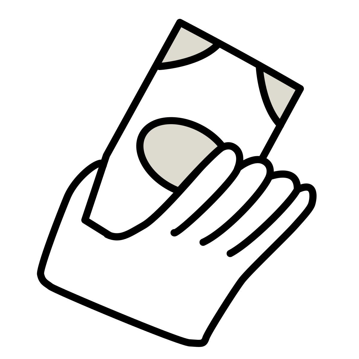 icon dinheiro na mão claude hand drawn estilo