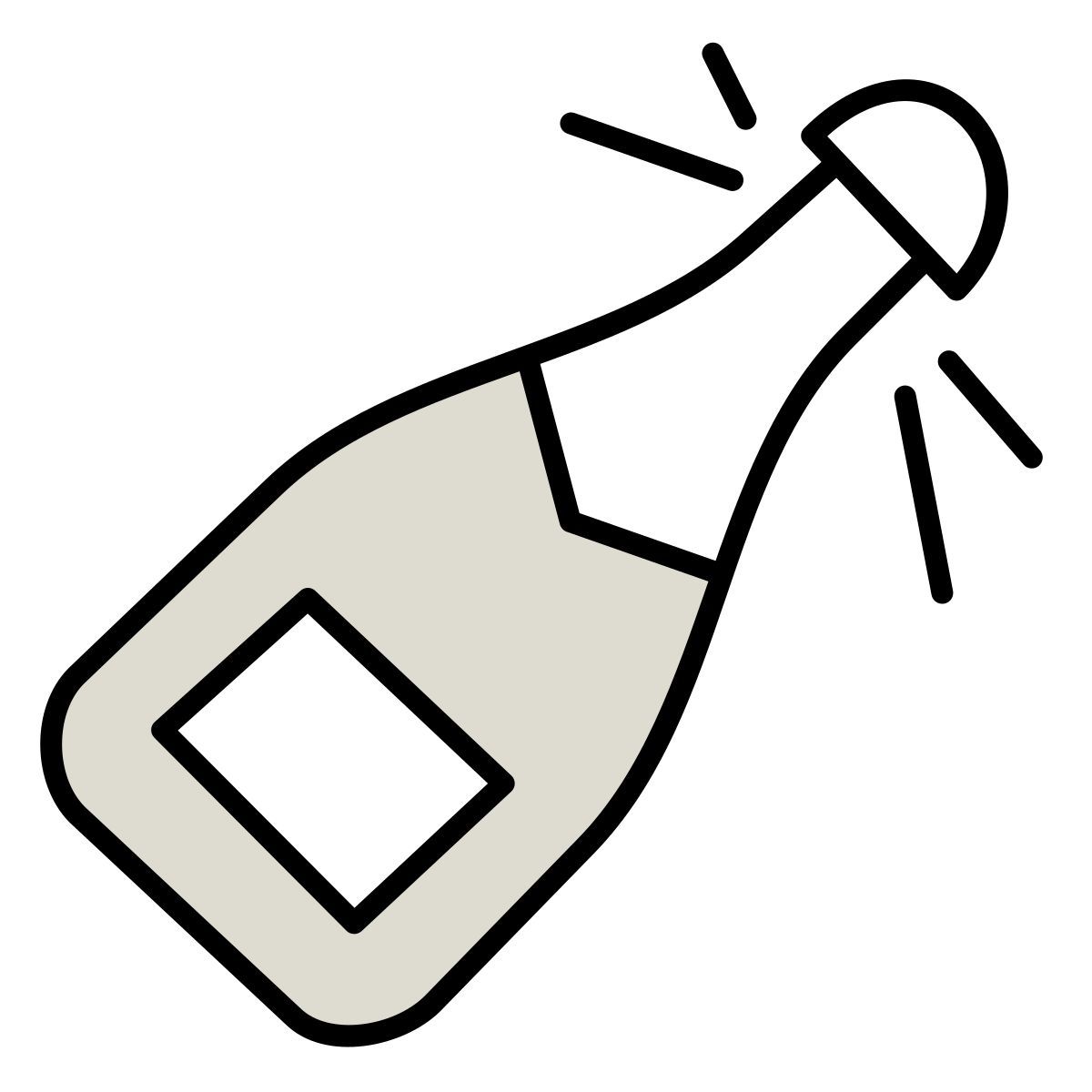 icona champagne bottle claude hand drawn stile