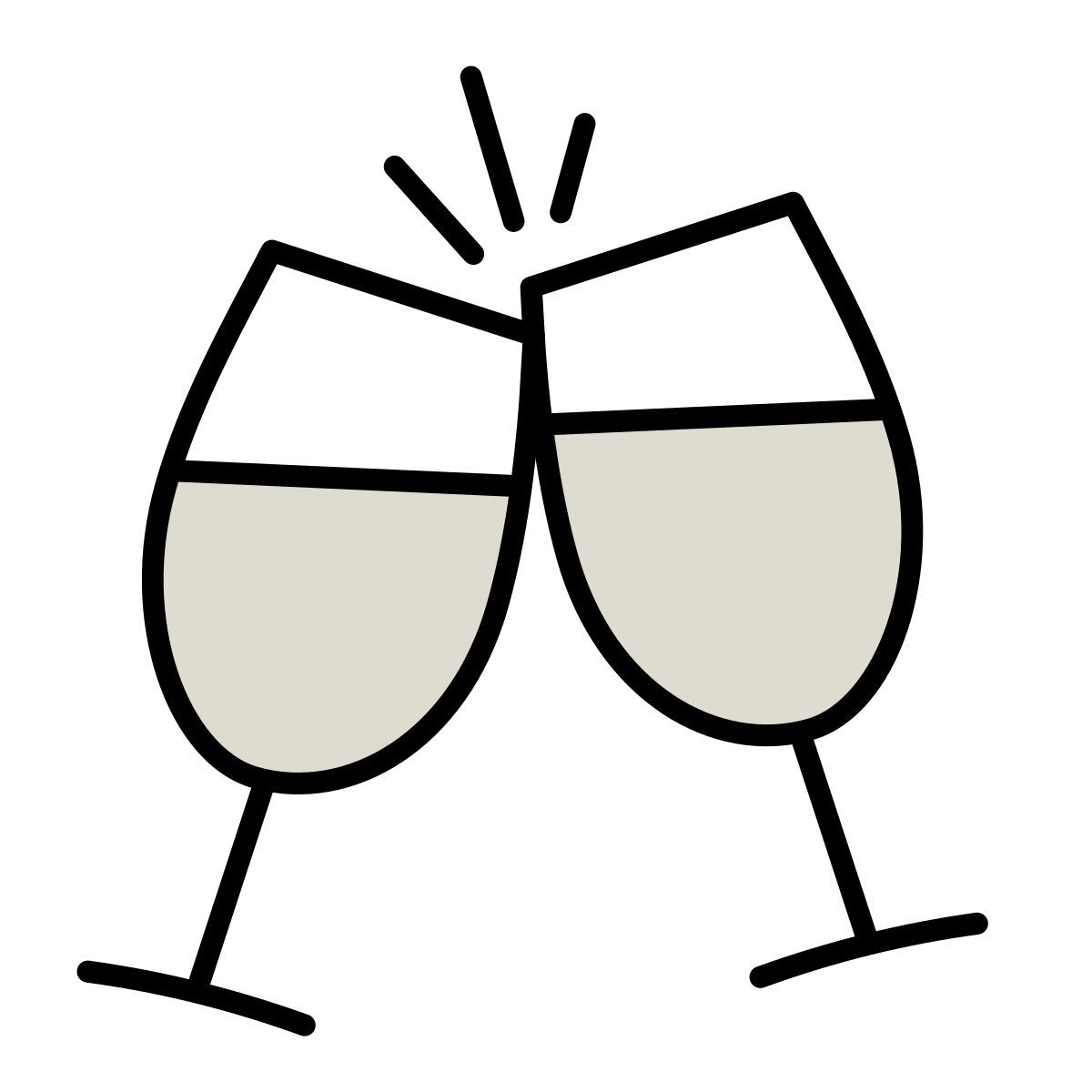 claude hand drawn style champanhe icon