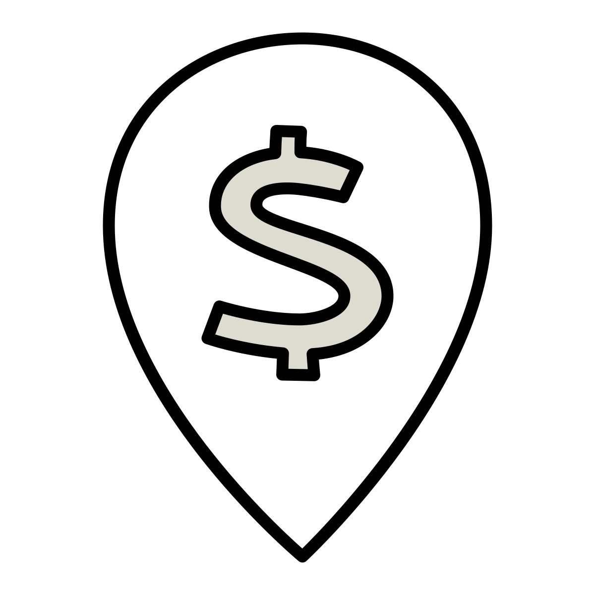 icono dollar place marker claude hand drawn estilo