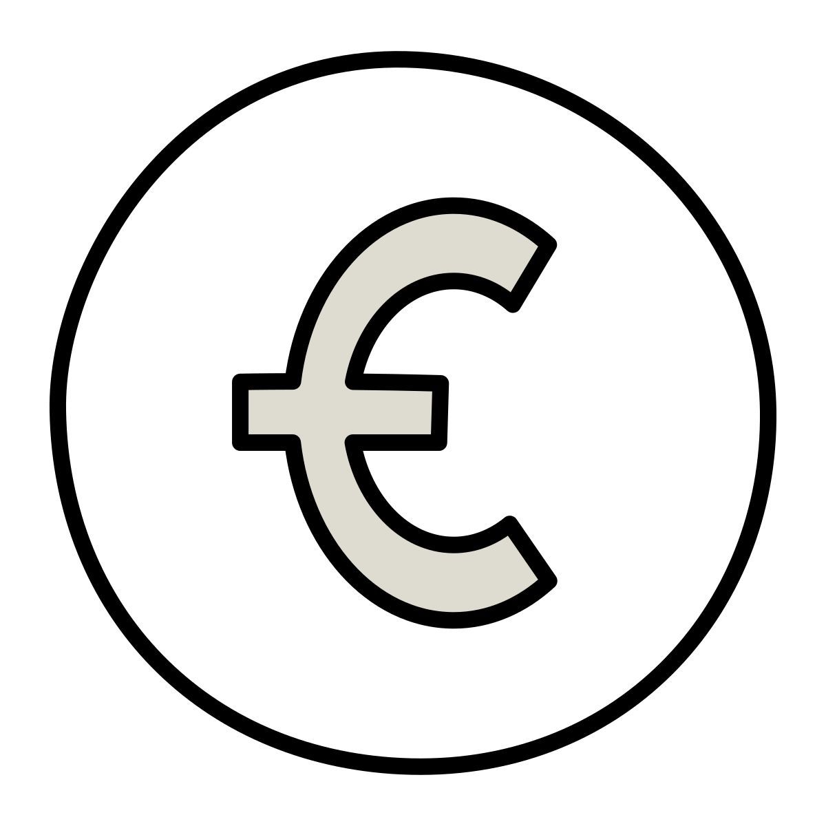 claude hand drawn style 欧元 icon