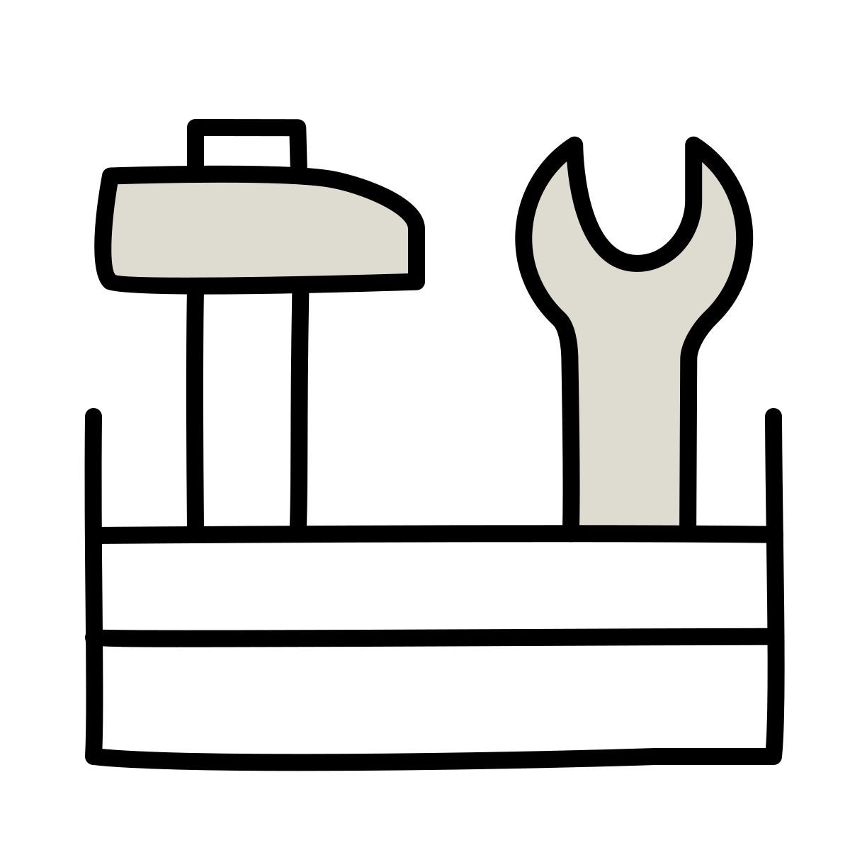 icon caixa de armazenamento de ferramentas completas claude hand drawn estilo