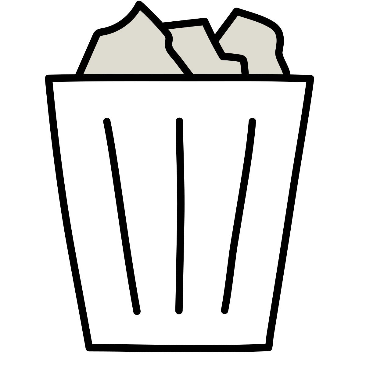 claude hand drawn style full trash icon
