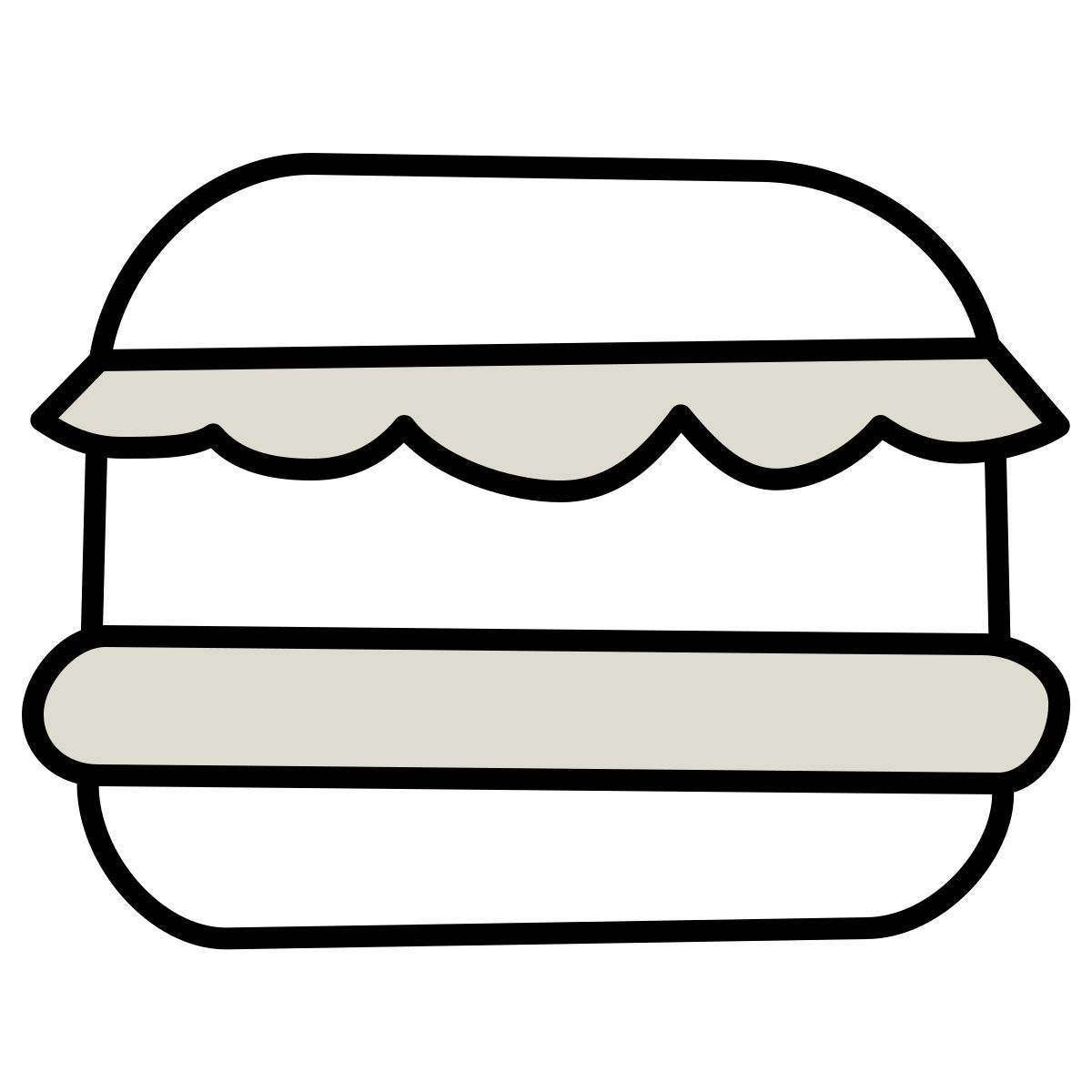 claude hand drawn style 汉堡包 icon