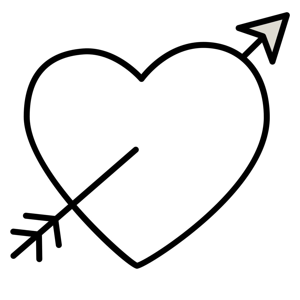 icona cuore con freccia claude hand drawn style