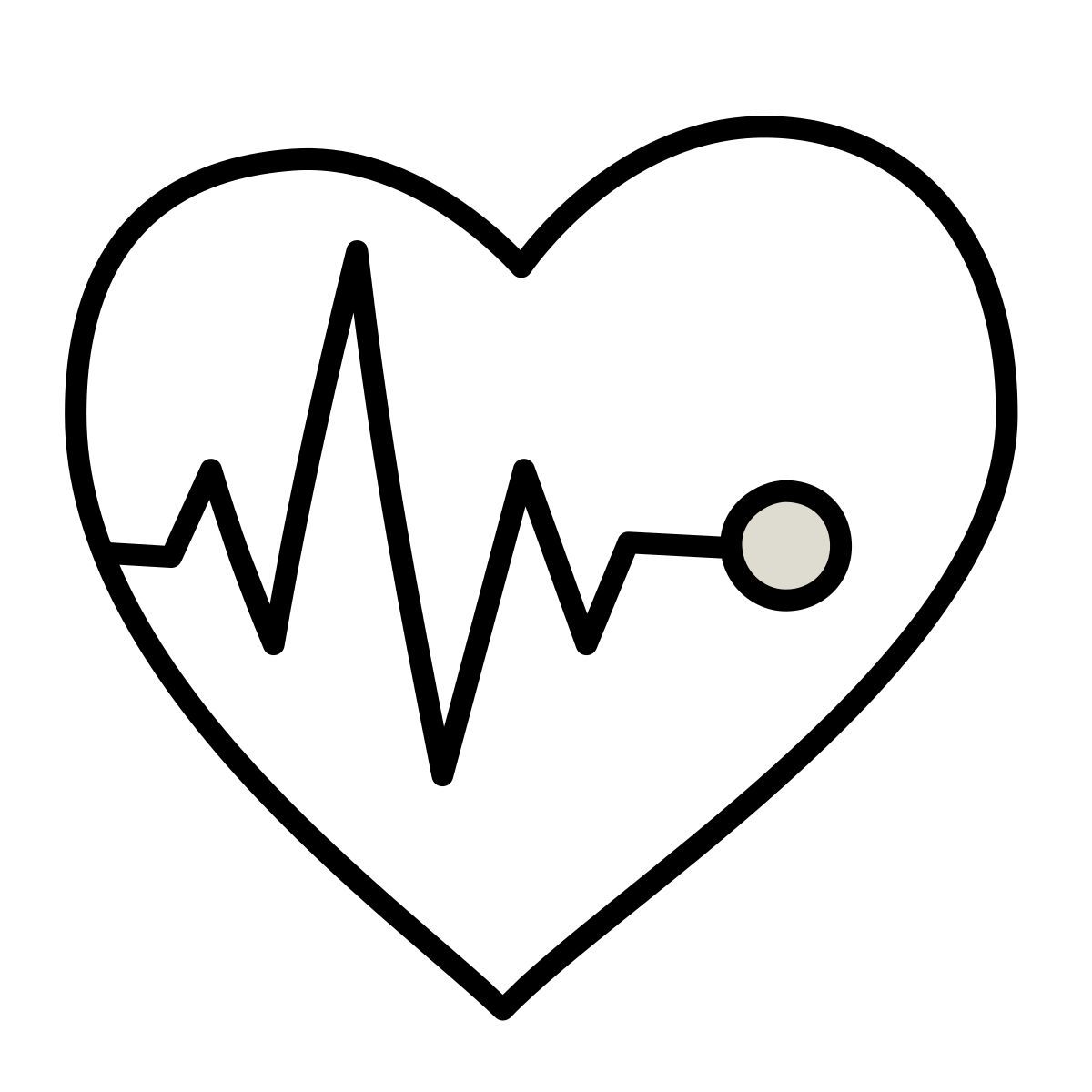 icon heart with pulse claude hand drawn estilo