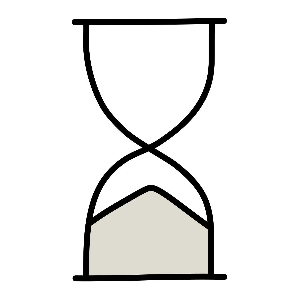 icon reloj arena abajo claude hand drawn style