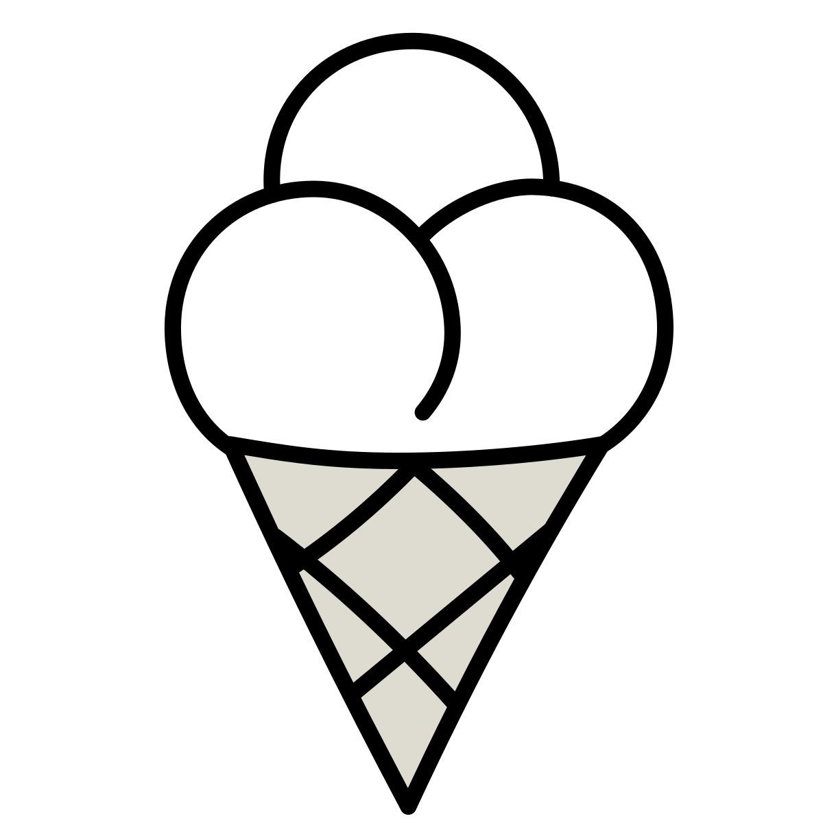 claude hand drawn style ice cream cone icon