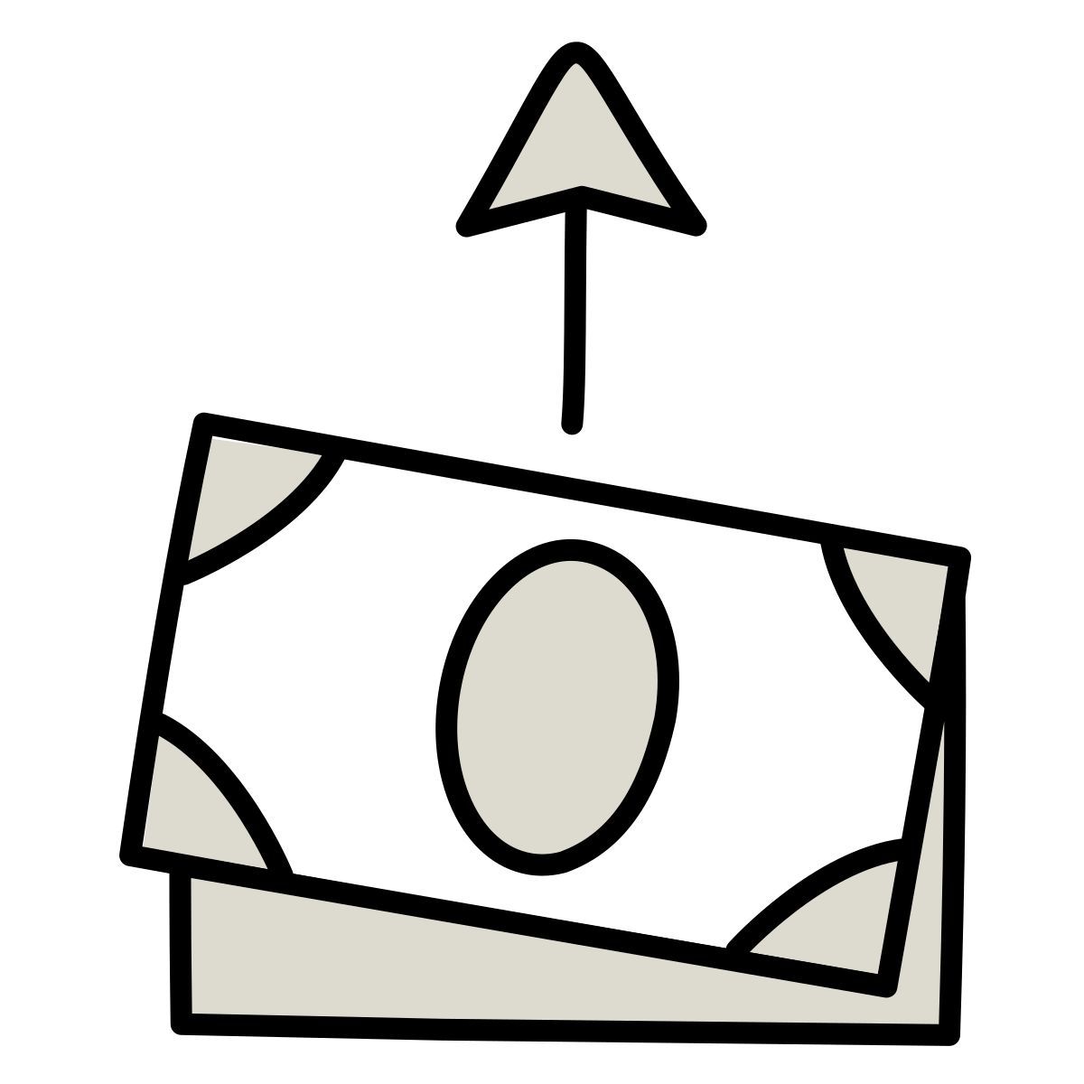 claude hand drawn Stil geldtransfer zu initiieren Icon