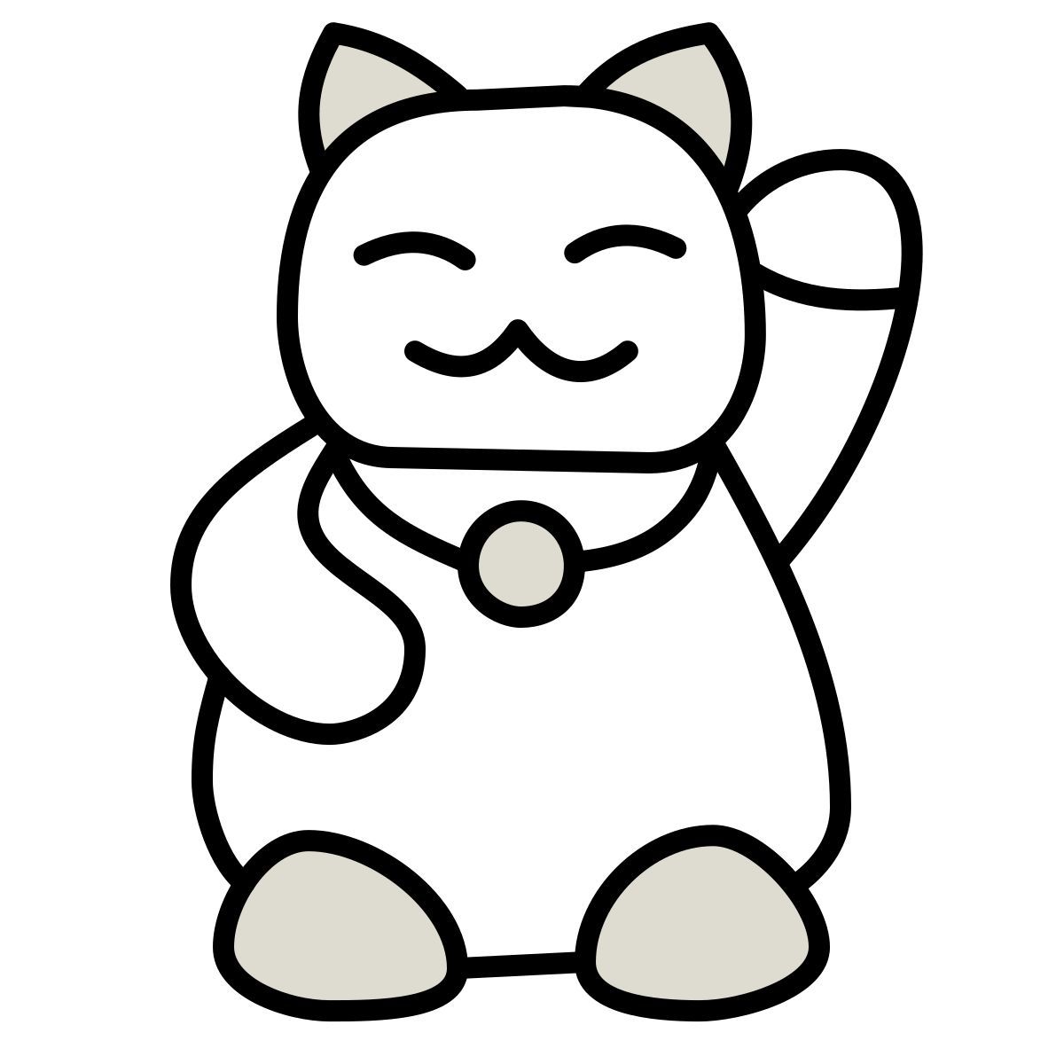 icona gatto della fortuna claude hand drawn stile
