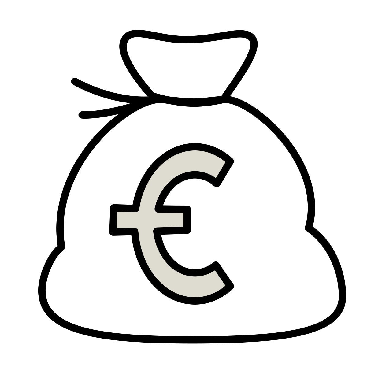 icon bolsa de dinero de euros claude hand drawn estilo