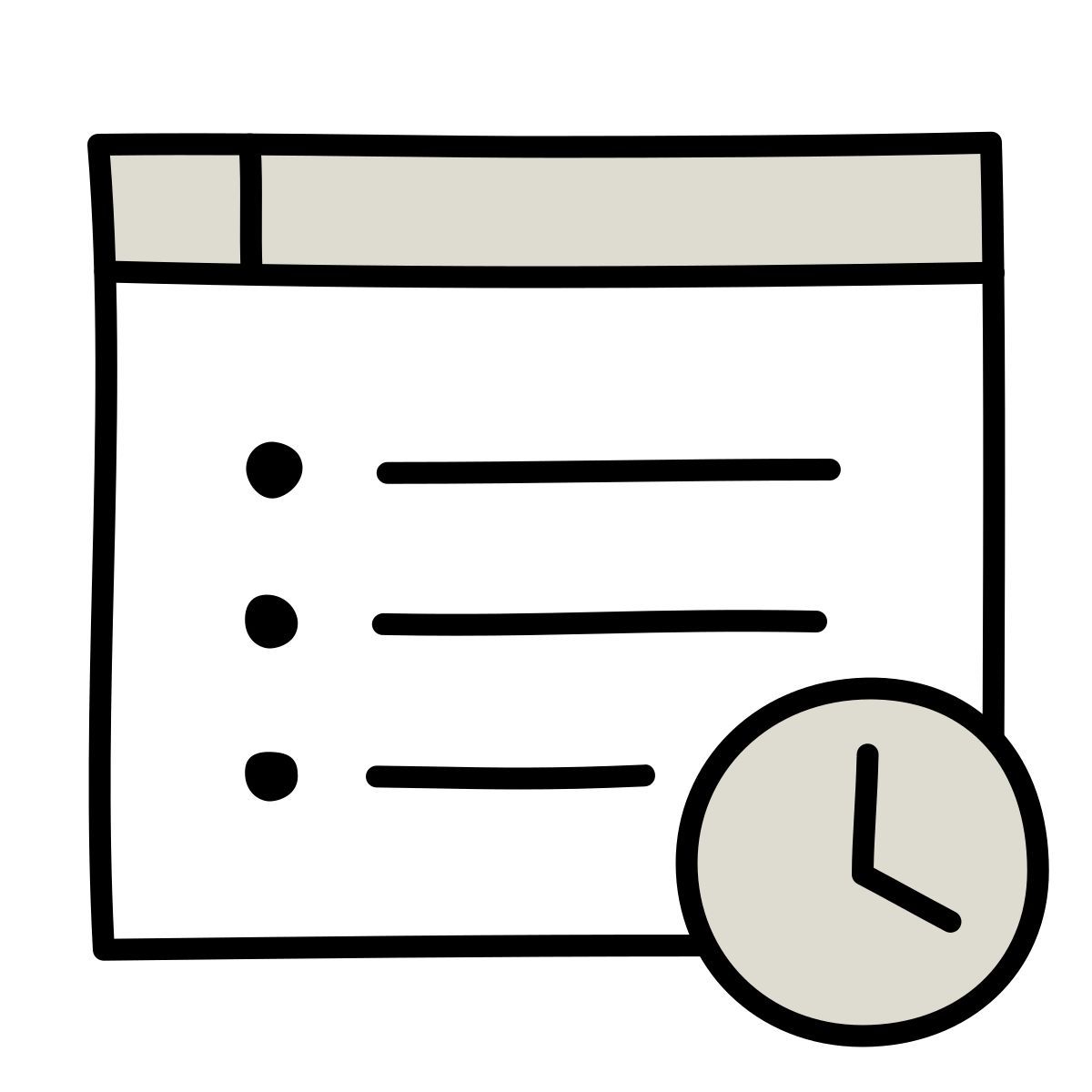 claude hand drawn style プロパティ時間 icon